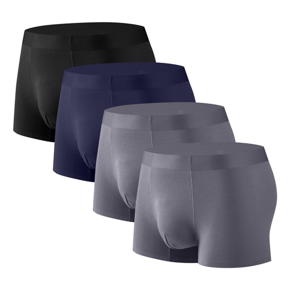 REORIAFEE Mens Underwear Briefs 4-Pack Breathable Boxer Briefs Mid-Rise Comfort Elastic Waistband Underwear Men Quick Dry Stretch Boxers Dark Gray L