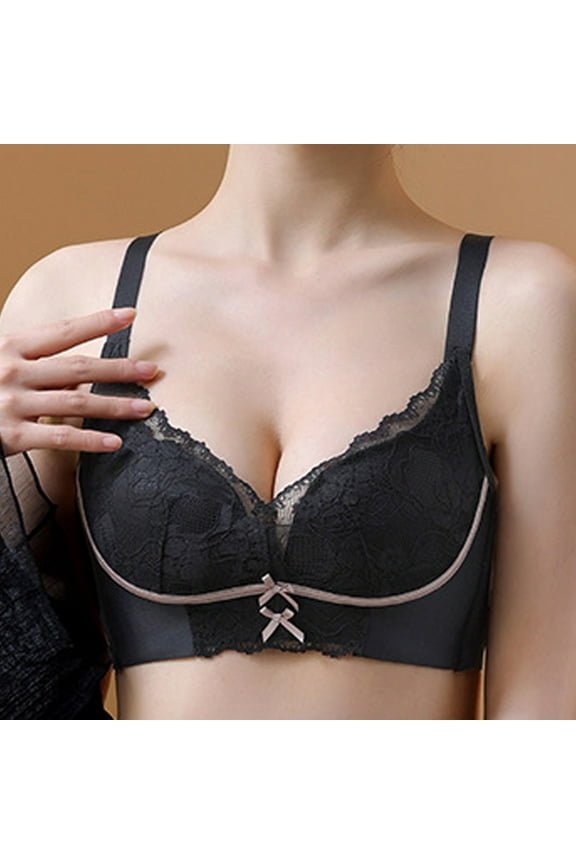 Minimizer Bras for Women Full Coverage Lace Trim Underoutfit No Wire Bras Scoop Neck Comfy Corset Bra Wide Strap Bra Lightly Lined Classic Seamless Brassiere Anti-Sagging Bra