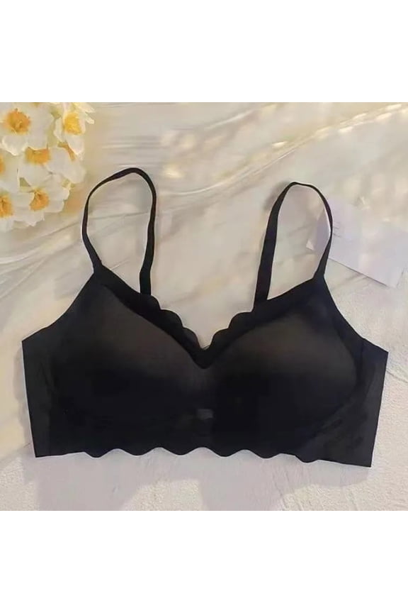 Minimizer Bras for Women Full Coverage Padded Wavy Wireless Everyday Bras No Wire Bras V Neck Comfy Corset Bra Adjustable Straps Lightly Lined Classic Seamless Brassiere Anti-Sagging Bra