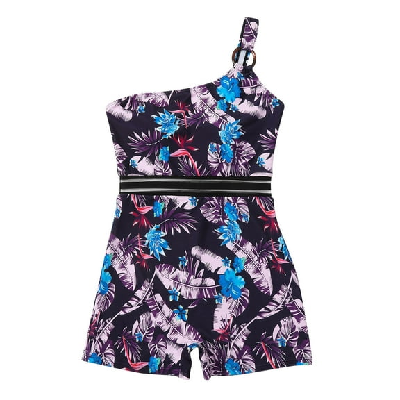 REORIAFEE One Piece Swimsuit Women Floral One Piece Swimsuit for Women Monokini Bathing Suit Cute Swimsuits Push Up Bikini Irregular Padded Swimwear Beachwear Set Purple S