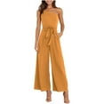 thumbnail image 1 of REORIAFEE Outfits Sets for Women Summer Lounge Set Gym Sets Women's Fashion Casual Spring Summer Sleeveless Round Neck Blouses Shirts Sets Yellow S, 1 of 9