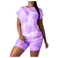 thumbnail image 1 of REORIAFEE Outfits for Women Flowy Loose Casual Summer Lounge Sets Disco Outfit Fashion Women Summer Lady 2 Piece Sports Suit Set Casual Tie Dye Suit Purple XL, 1 of 5