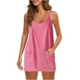 thumbnail image 1 of REORIAFEE Outfits For Women Summer Workout Sports Tracksuit Gym Outfits Women's Fashion V Neck Sleeveless Pockets Pullover Dress Shorts Suits Pink XXXL, 1 of 8