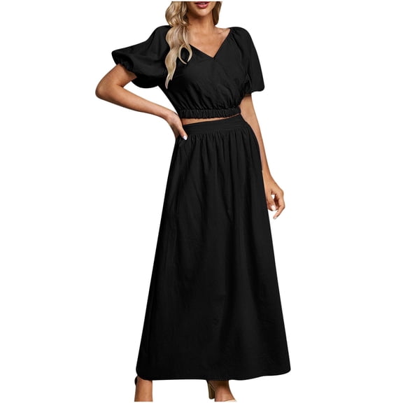 REORIAFEE Outfits for Women Party Clubwear Date Night Outfit Women Summer Casual Two Piece Suit Black XL