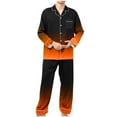 thumbnail image 1 of REORIAFEE Pajamas Pants for Men Winter Set 2 Piece Big and Tall Loungewear Long Sleeve Button Top Pant Gradient Soft Sleepwear Orange S-3XL, 1 of 7