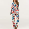 thumbnail image 1 of REORIAFEE Pajamas Sets for Women 2pc Long Sleeve Valentine's Day Heart Graphic Lapel with Buttons Pockets Pjs Sets Shirt and Pants 2 Piece Loungewear Comfy Suits Multicolor L, 1 of 7