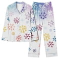 thumbnail image 1 of REORIAFEE Pajamas for Women Set Pants Christmas 2 Piece Loungewear Long Sleeve Button down Shirts and Pant Snowflake Sleepwear Multicolor S-2XL, 1 of 6
