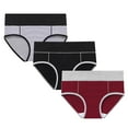 thumbnail image 1 of REORIAFEE Period Panties Women Pack 3 Mid Rise Cotton Period Briefs Strechy Breathable Menstrual Panties Soft Comfortable Underpants Lingerie Wine M, 1 of 5