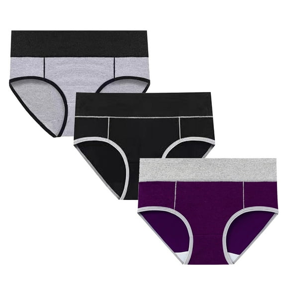 REORIAFEE Period Underwear for Women Pack 3 Mid Waist Cotton Period Briefs Strech Breathable Menstrual Panties Soft Comfy Underpants Lingerie Purple XL