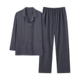 thumbnail image 1 of REORIAFEE Pjs Sets for Men 2 Piece Big and Tall Loungewear Long Sleeve Collared Top Pant Solid Color Soft Pajama Sleepwear Gray L-4XL, 1 of 2