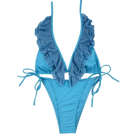 REORIAFEE Plus Size Bathing Suit Womens Tankini Swimsuit Bikini Flattering Bathing Suit Petite Bikini Fashionable Swimwear Two Piece Set Bra Swimwear Beachwear Blue S