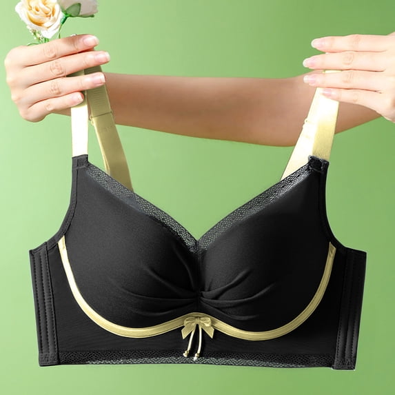 REORIAFEE Plus Size Seamless Bras Lace Mesh Everyday Bras Wireless Bras V Neck Comfy Corset Bra Adjustable Straps Comfortable Breathable Brassiere Anti-Sagging Bra