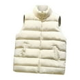 thumbnail image 1 of REORIAFEE Puffer Vest Women Sleeveless Winter Outerwear Warm Puffer Lightweight Fashion Stand-up Collar Down Vest PoShort Jacket Sleeveless Stand-up Collar Zipper Outerwear White L, 1 of 7