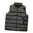 thumbnail image 1 of REORIAFEE Puffer Vest Women Sleeveless Winter Outerwear Warm Puffer Lightweight Fashion Stand-up Collar Down Vest PoShort Jacket Sleeveless Stand-up Collar Zipper Outerwear Black M, 1 of 9
