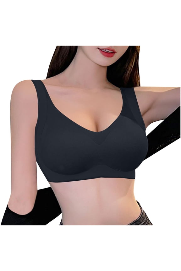 Push up Bras for Women Pull on Wide Strap Bra Comfortable Seamless Padded Bras M-2XL