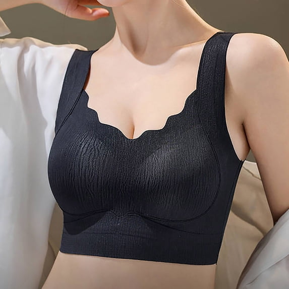 REORIAFEE Push up Bras for Women Pull on Wide Strap Bra Full Coverage Comfortable Padded Bras with Full Back M-2XL