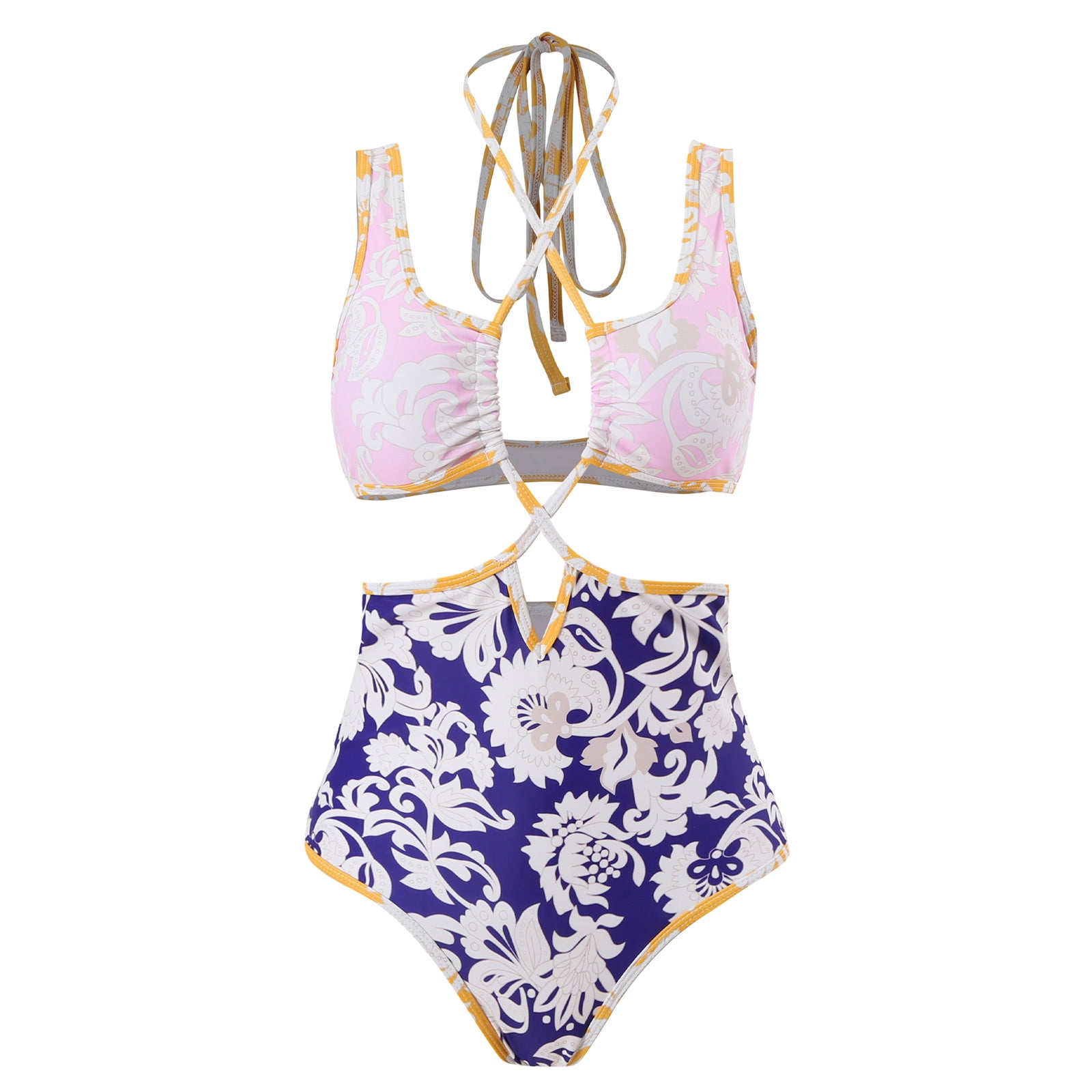 REORIAFEE Retro One Piece Swimsuit Bathing Suit Swimwear Resort Wear