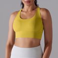 thumbnail image 1 of REORIAFEE Ribbed Sports Bras for Women U Back Sports Bra Medium Support Padded Bra Wireless Medium Impact Sports Bra Padded Yoga Workout Bra Quick Drying Tops Yellow XL, 1 of 6