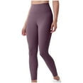 thumbnail image 1 of REORIAFEE Running Leggings for Women High Waisted Scrunch Butt Athletic Leggings Solid Print Yoga Pants No See Through Exercise Pants for Running Workout Elastic Tights Purple L, 1 of 4