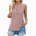 thumbnail image 1 of REORIAFEE Running Tank Tops for Women Sleeveless Tops V Neck Tanks Eyelet Embroidery Front Button Shirts Solid Color Pullover Thick Strap Vest Summer Going Out Fashion Clothing Pink, 1 of 5