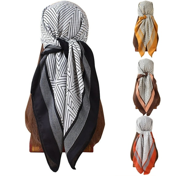 REORIAFEE Satin Headscarf Women's Like Silk Satin Scarf for Hair Wrapping at Night Scarf for Sleeping 90CM Silk Square Scarf Hand Flower Turban Shawl Scarf Orange One Size