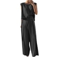 thumbnail image 1 of REORIAFEE Sexy 2 Piece Outfits for Women Disco Outfits Women's Summer Suit Fashion Short Sleeve Trousers Casual Two Piece Suit Black L, 1 of 6