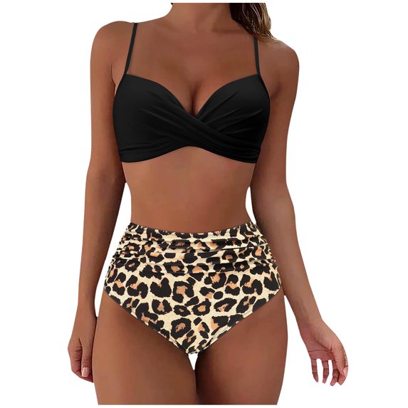 REORIAFEE Sexy Bathing Suit for Women Resort Wear Swimsuit Push Up Bikini Padded Swimwear Beachwear Set Khaki L