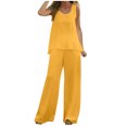thumbnail image 1 of REORIAFEE Sexy Outfits for Women Festival Outfits Women's Loose Spring Summer Sleeveless Round Neck Suits Orange M, 1 of 6