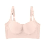 REORIAFEE Sexy Push Up Bra for Women Fashion Comfortable Breathable Wireless Seven Breasted Lift Breasts Bra Beige L