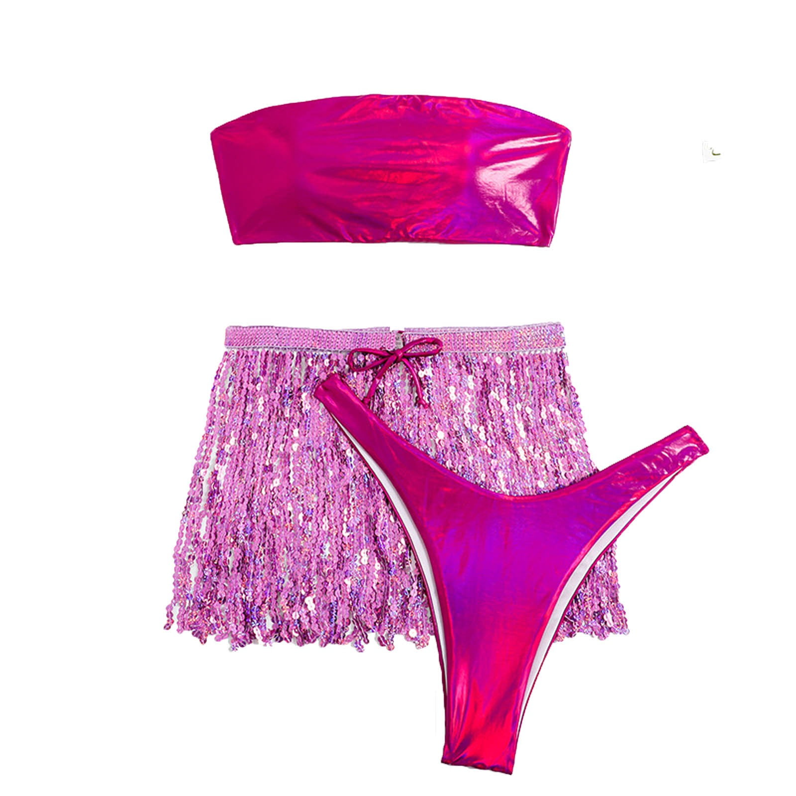 REORIAFEE Sexy Women's Bikini Set Retro Bikini Sequin 3 Piece Bra