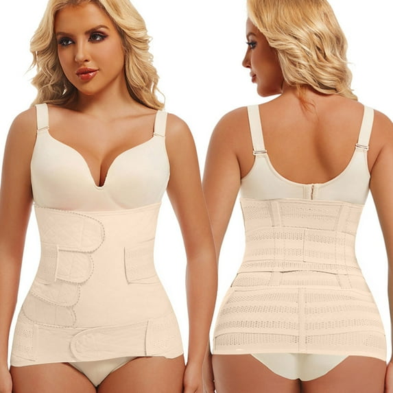 REORIAFEE Shapewear Bodysuit Women Two Piece Butt Lifter Bodysuit Postpartum Body Shaper Corset Shapewear Segmented Waist Cincher Corset Shapewear Yellow XL