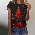 thumbnail image 1 of REORIAFEE Shirts Christmas Women Sparkly Xmas Tree Prints Short Sleeve T Shirt Round Neck Holiday Tees Casual Soft Tops Multicolor L, 1 of 5