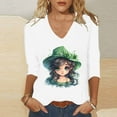thumbnail image 1 of REORIAFEE St Paddy's Day Outfit Shamrock Print Tops Crew Neck Loose Long Sleeve Shirts Party Fashion St Paddy's Day Blouse White M, 1 of 4