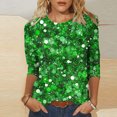 thumbnail image 1 of REORIAFEE St. Patrick's Day Shirts for Womens Print 3/4 Sleeve Shirts Paddy's Day Crew Neck Casual Tees Loose Fashion Tops Green L, 1 of 5