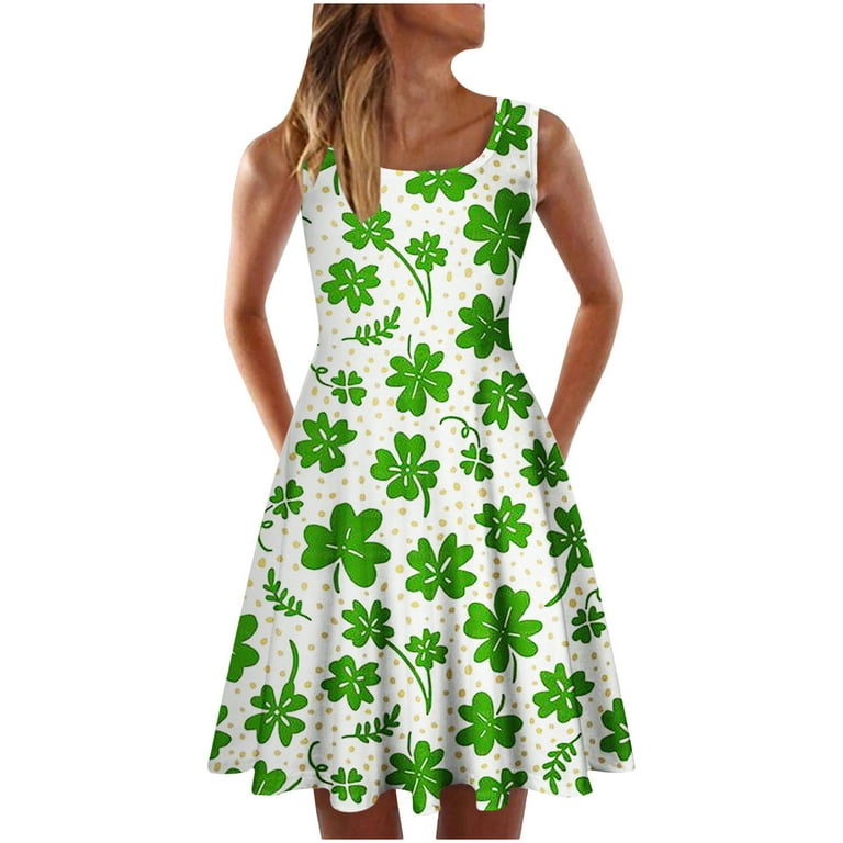 REORIAFEE St Patricks Day Dresses for Women Shamrock Dress Green