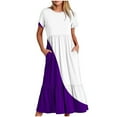 thumbnail image 1 of REORIAFEE St Patricks Day Maxi Dress for Women Long Length Short Sleeve Dress Crewneck Dress Color Block Print Swing Dress Flowy Tiered Sundress with Pockets Smocked Elastic Waist Dress, 1 of 4