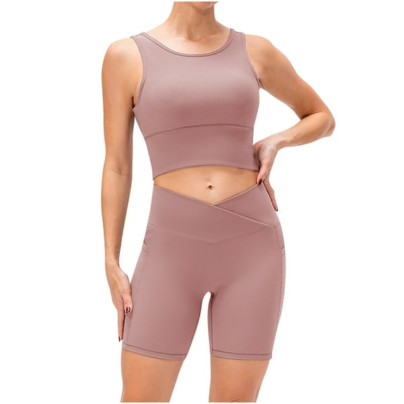 REORIAFEE Summer Outfits Women Workout Set Women Summer Sexy Round Neck Short Sleeve Women Short Sleeve One Piece Pink L