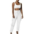 thumbnail image 1 of REORIAFEE Summer Sets Women Outfits Vacation Outfits Women Casual Summer Round Neck Sleeveless Tops Long Pants Suit White XXL, 1 of 7