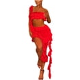 thumbnail image 1 of REORIAFEE Summer Women's Casual Tracksuit Sets Loose Fit Casual Floral Outfits Gym Set Women's Sleeveless Backless Sexy Tight Wrap Hip Skirt Set Red M, 1 of 6