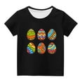 thumbnail image 1 of REORIAFEE Toddler Kids Boys Girls Easter Shirts for Boys Tee Shirts Colored Eggs Print Blouse Round Neck Tops Short Sleeve Pullover Summer Fashion Clothing 2024 Black, 1 of 4