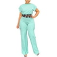 thumbnail image 1 of REORIAFEE Tropical Outfits Womens Yoga Set Women's Plus Size Short Sleeve Round Neck Bandage Pullover Tops + Long Pants Set Mint Green M, 1 of 8