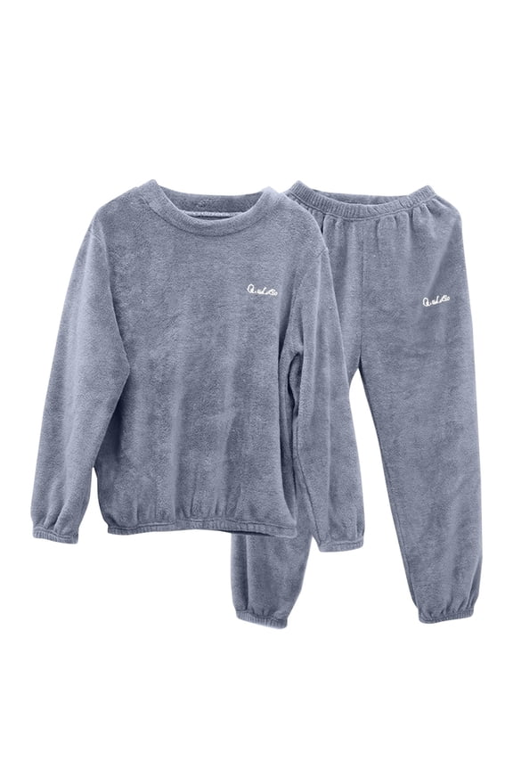 Two Piece Lounge Set for Men 2 Piece Big and Tall Pajama Long Sleeve Top Pant Solid Color Soft Sleepwear Blue L-4XL