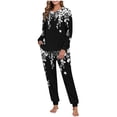 thumbnail image 1 of REORIAFEE Two Piece Lounge Set for Women 2 Piece Fleece Warm Pajama Long Sleeve Top and Jogger Soft Sleepwear Black S-2XL, 1 of 7