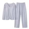 thumbnail image 1 of REORIAFEE Two Piece Outfits for Women Lounge Set Y2k Top Set Fall Outfits Loungewear Pajamas Set Shirt Chest Pad Pants Home Clothing Pajamas Set Purple L, 1 of 3