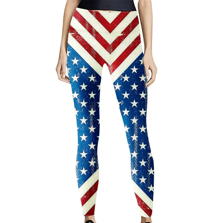REORIAFEE USA Flag Leggings for Women Patriotic Plus Size Tights Pants  Athletic High Waist Independence Day American Flag Yoga Pants Stretch  Leggings Independence Day Fitness Gym Pants White XL 