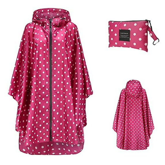 REORIAFEE Waterproof Jackets for Women, Women Hooded Jackets with Pockets Zip Windbreaker Windproof Coat Long Raincoat for Women Lightweight Raincoat for Women Hot Pink13