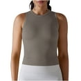 thumbnail image 1 of REORIAFEE White Ribbed Tank Top Woman Sleeveless Tops High Neck Tanks Quick Dry Yoga Shirts Solid Color Pullover Shapewear Thick Strap Vest Summer Going Out Fashion Clothing Gray, 1 of 6