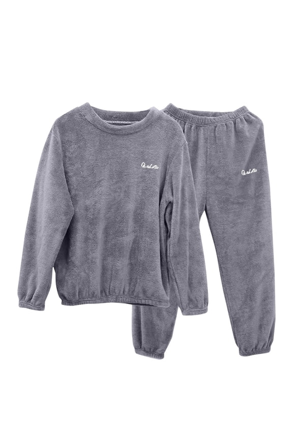 Wide Leg Lounge Pants for Men 2 Piece Big and Tall Pajama Long Sleeve Top Pant Solid Color Soft Sleepwear Gray L-4XL