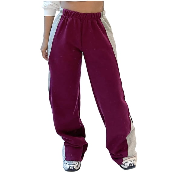 REORIAFEE Wide Leg Sweatpants Women Extra Large Patchwork Print Palazzo Pants Scrunch Butt Lift Tie Knot Casual Pants Lightweight Baggy Stretchy Trousers 2024 Trending Fashion Clothing