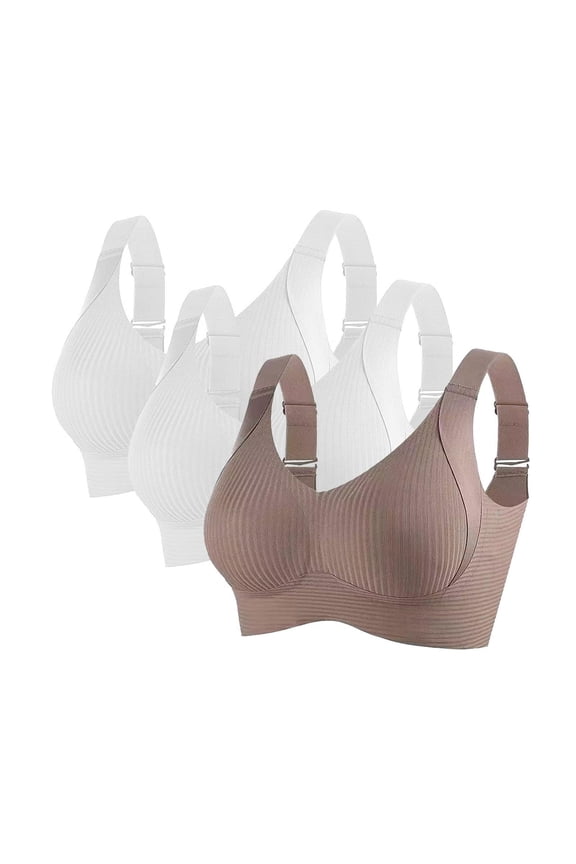 Wireless Bras for Women Support 3 Pack Pull on Plus Size Wide Strap No Underwire Push up Bralette Full Coverage Comfortable Seamless Padded Bras M-3XL